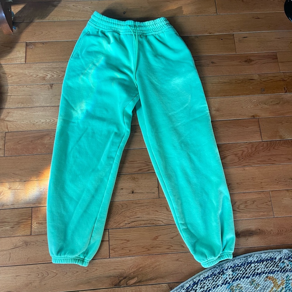 Athleta fleece mint green joggers